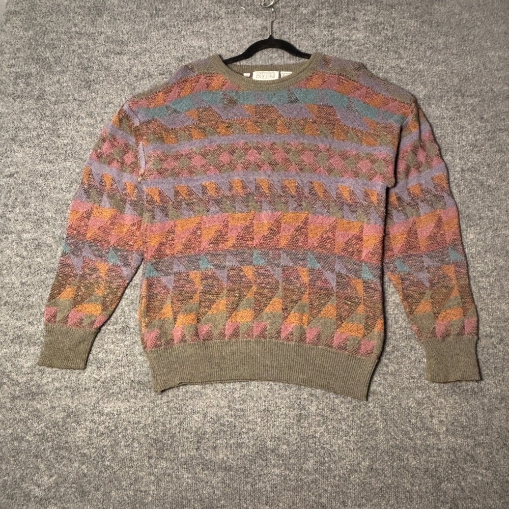 Vintage Gianfranco Ruffini Sweater Mens M Multi Color Geometric Crewneck Knit
